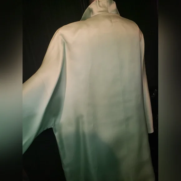 Oscar de la Renta double sided 100% Charmeuse silk Mint kimono oversized Jacket - Picture 15 of 16